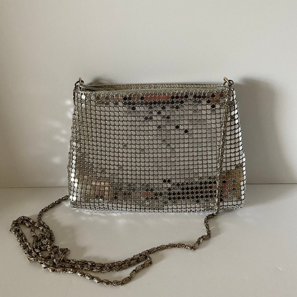 Small metallic (aluminum) shimmery crossbody purse